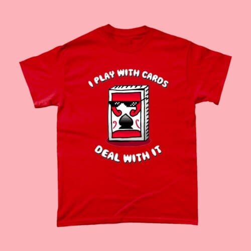 Playing Cards Deal With It Magician Poker Apparel of Laughs T-Shirt Red