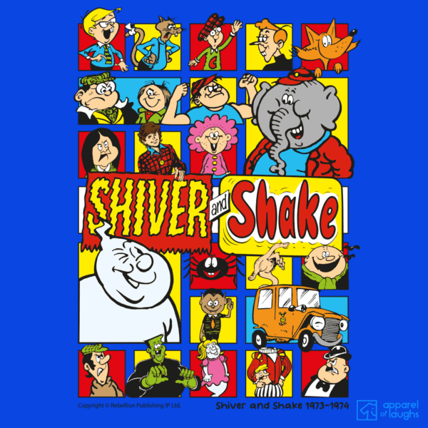 Shiver and Shake Comic IPC Fleetway Rebellion British Nostalgic T-Shirt Design Royal Blue