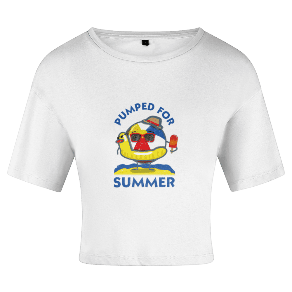 Pumped For Summer Beach British Apparel of Laughs Women's Crop Top White