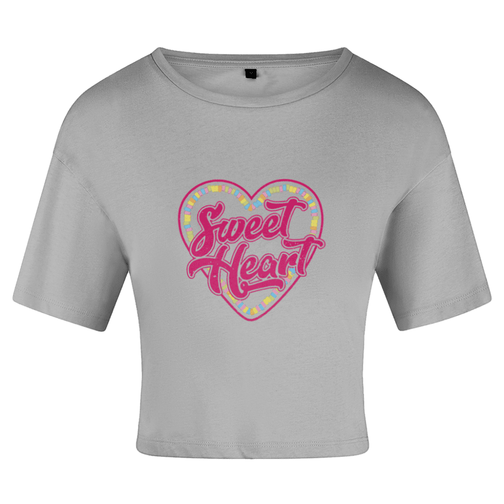 Sweatheart Sweet Heart British Sweets Apparel of Laughs Women's Crop Top Heather Grey