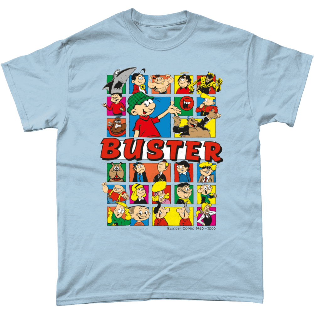 Buster Comic IPC Fleetway Rebellion British Nostalgic T-Shirt Light Blue