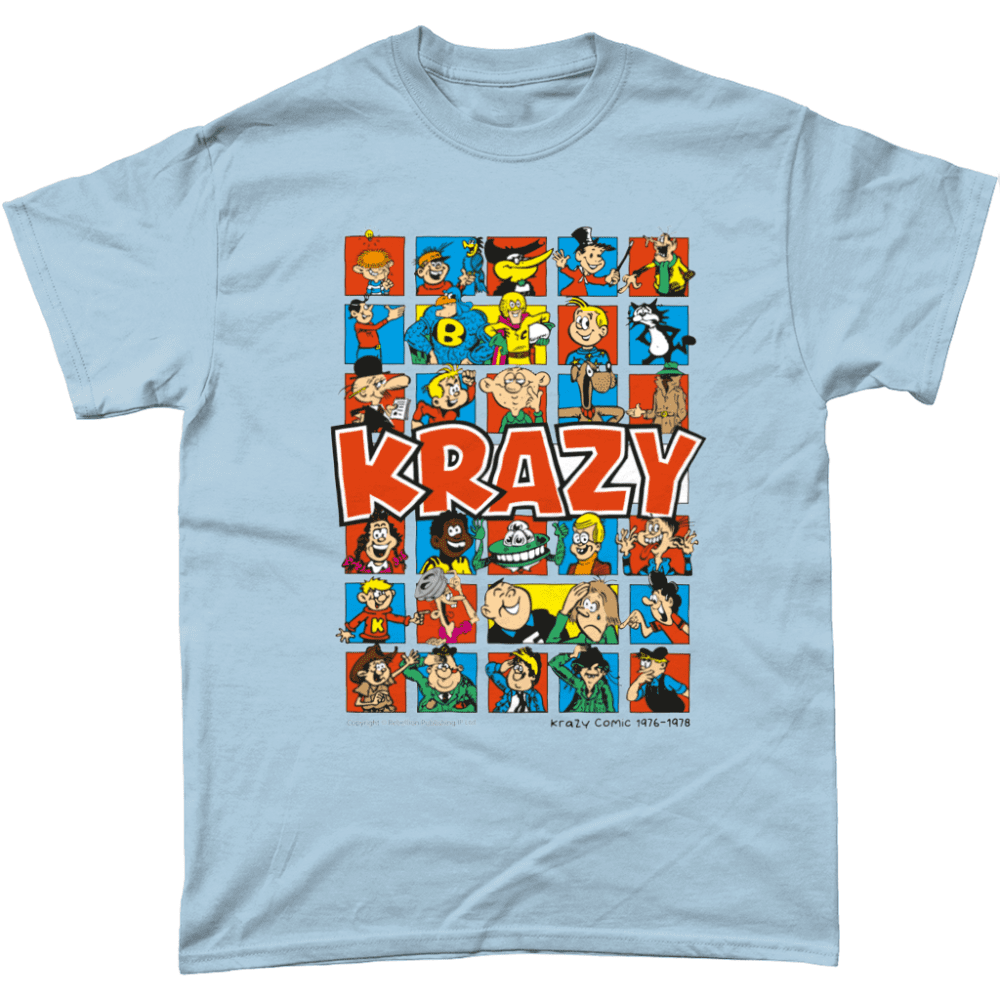 Krazy Comic IPC Fleetway Rebellion British Nostalgic T-Shirt Light Blue