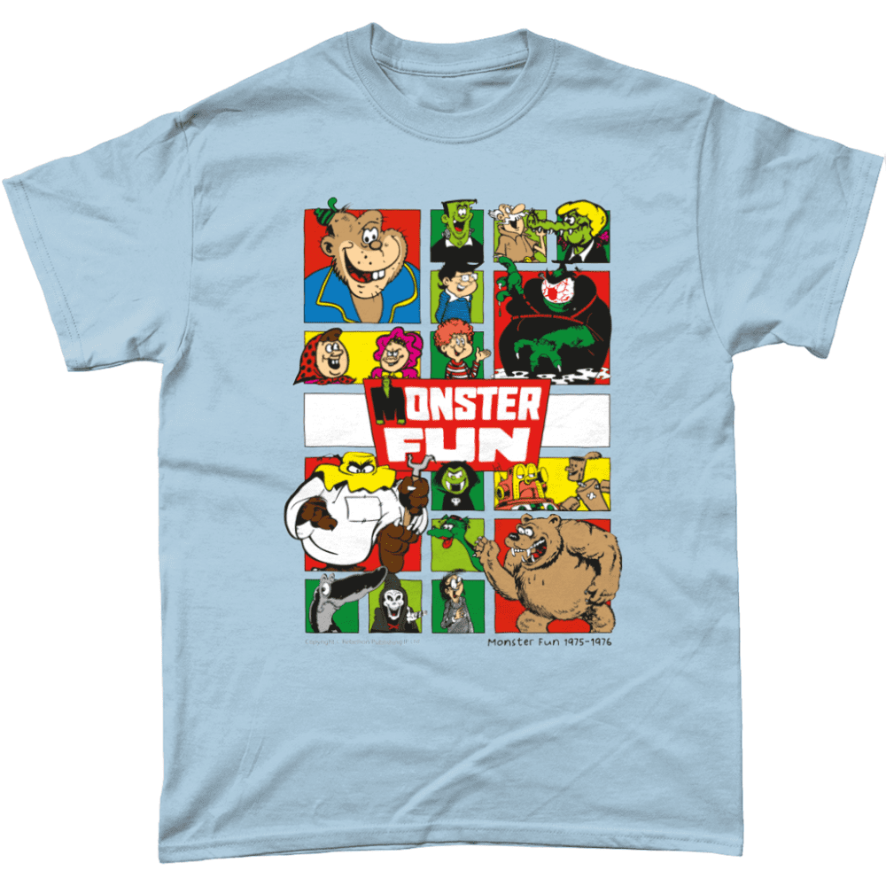 Monster Fun Comic IPC Fleetway Rebellion British Nostalgic T-Shirt Light Blue