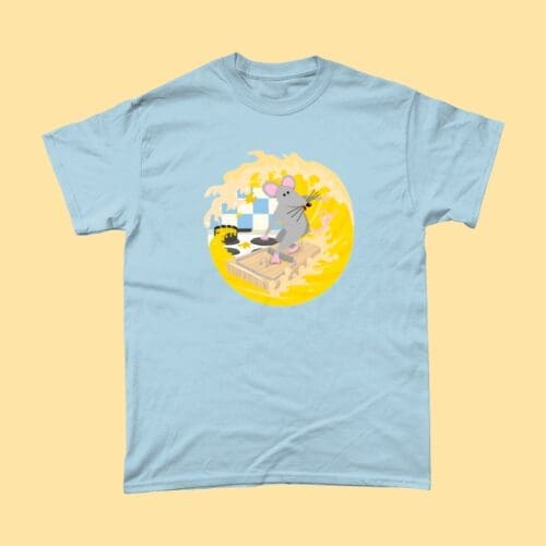 Surfing Mouse Shred the Waves Cheese T-Shirt Light Blue