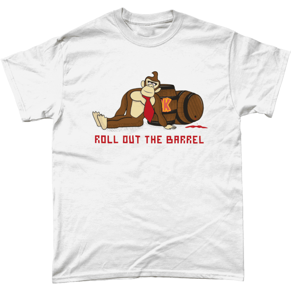 Donkey Kong Roll Out the Barrel Drunk Video Game T-Shirt White