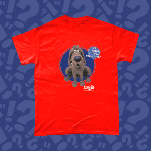 Aardman Creature Comforts Dog Clement Bloodhound British TV T-Shirt Orange
