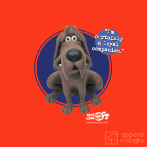 Aardman Creature Comforts Dog Clement Bloodhound British TV T-Shirt Orange Design
