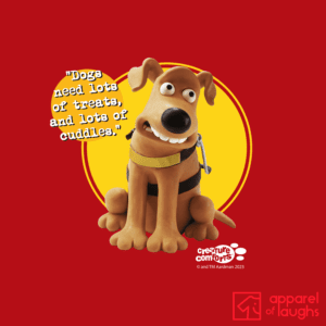 Aardman Creature Comforts Guide Dog Pickles British TV T-Shirt Red Design