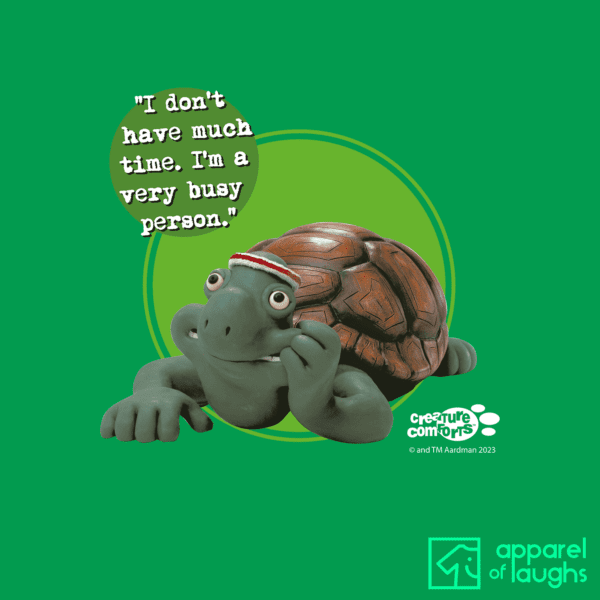 Aardman Creature Comforts Tortoise Frank British TV T-Shirt Irish Green Design