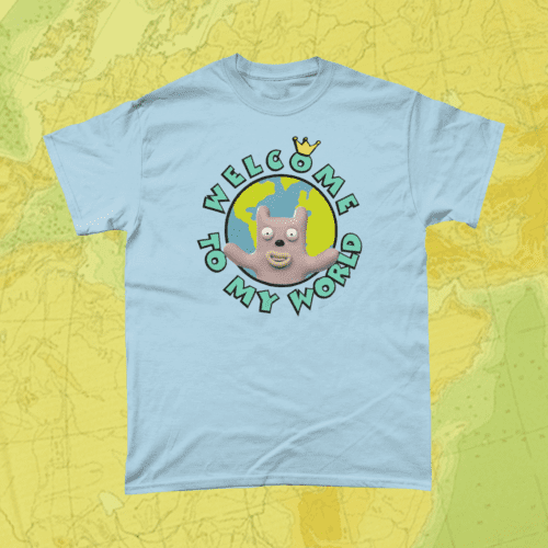 Aardman Rex the Runt Welcome to My World British TV T-Shirt Light Blue