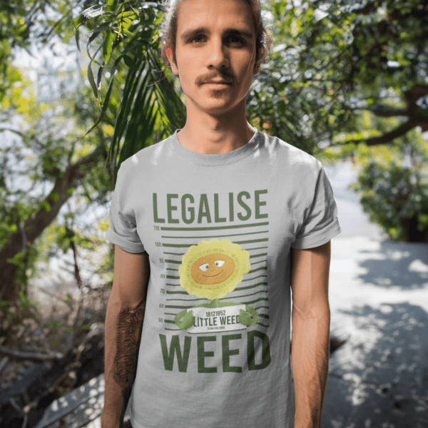 Legalise Weed Bill and Ben Little Weed British TV Cbeebies T-Shirt Sports Grey Model
