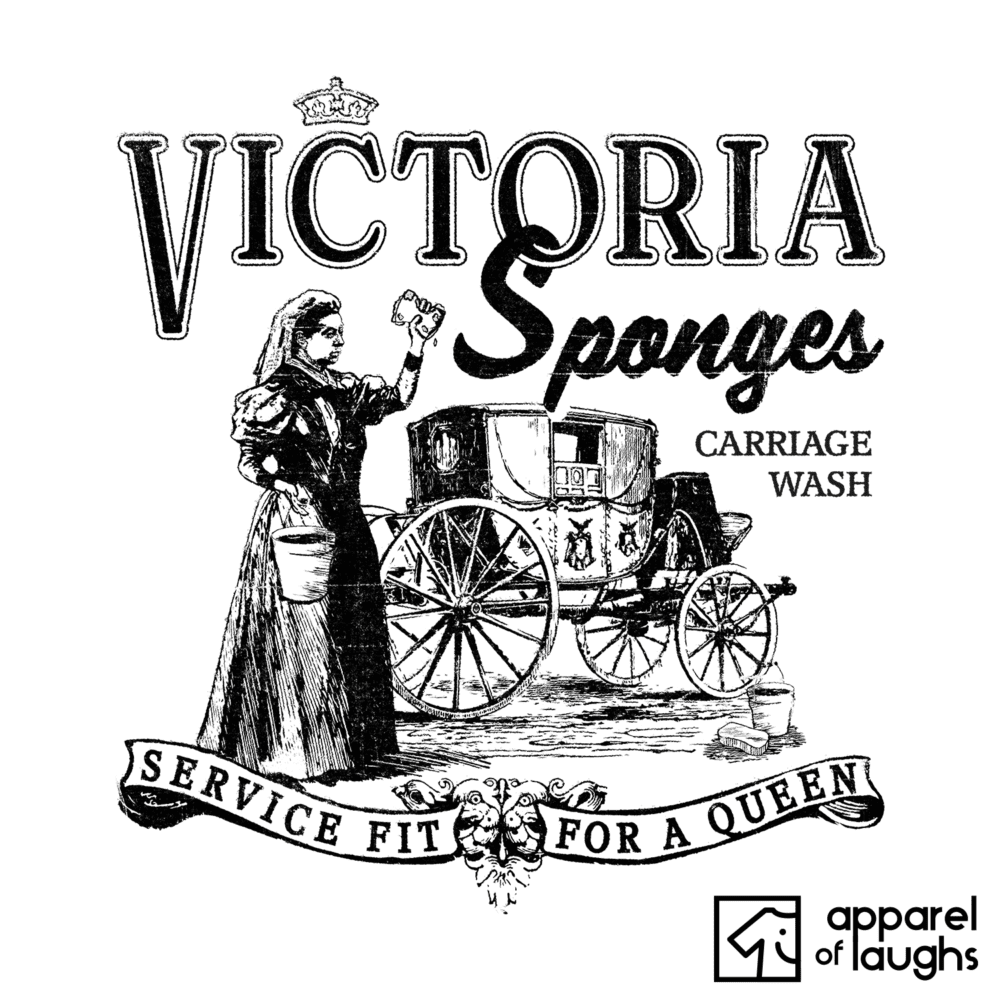 Queen Victoria Sponge Retro Advert British Royalty T-Shirt Design White