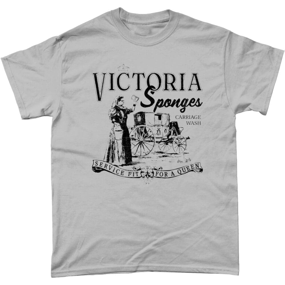 Queen Victoria Sponge Retro Advert British Royalty T-Shirt Sports Grey]