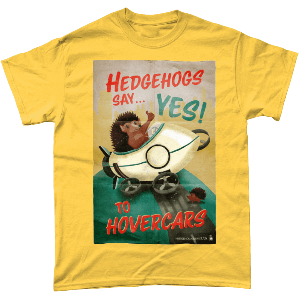 Hedgehog Hovercar Rocket Public Information Poster British T-Shirt Daisy