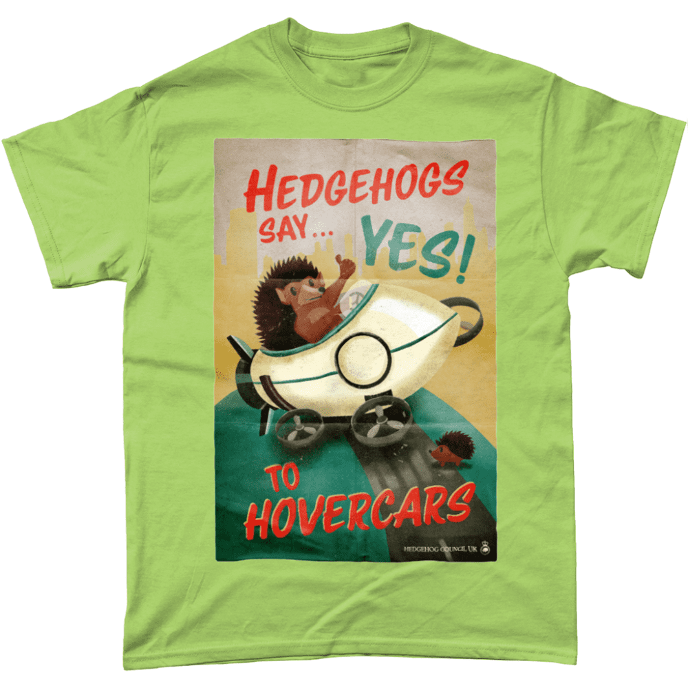 Hedgehog Hovercar Rocket Public Information Poster British T-Shirt Kiwi