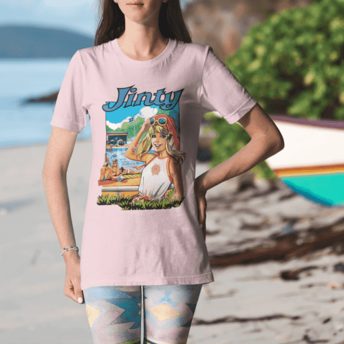 Jinty Comic IPC Fleetway Girls Magazine Vintage Retro T-Shirt Design Beach Summer Pink Model