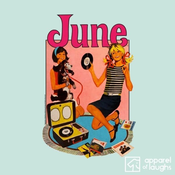 June Comic IPC Fleetway Girls Magazine Vintage Retro T-Shirt Design Caribbean Blue