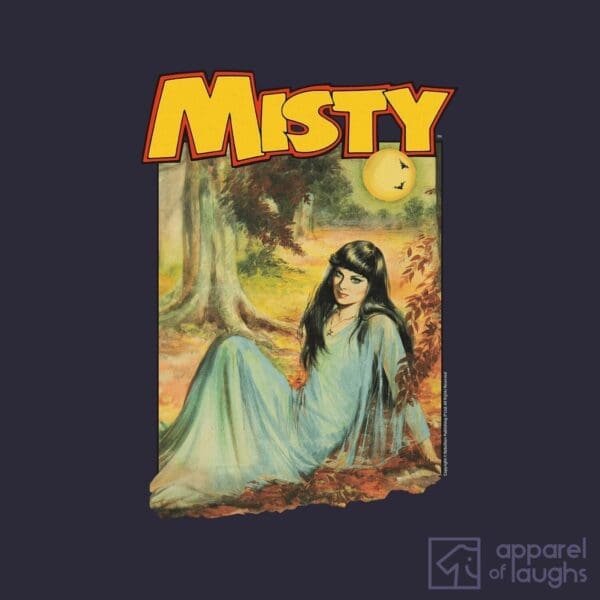 Misty Comic Horror Spooky IPC Fleetway Girls Magazine Vintage Retro T-Shirt Design Navy