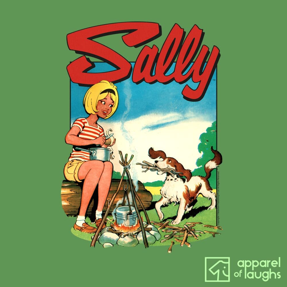Sally Comic IPC Fleetway Girls Magazine Vintage Retro T-Shirt Design Camp Summer Green
