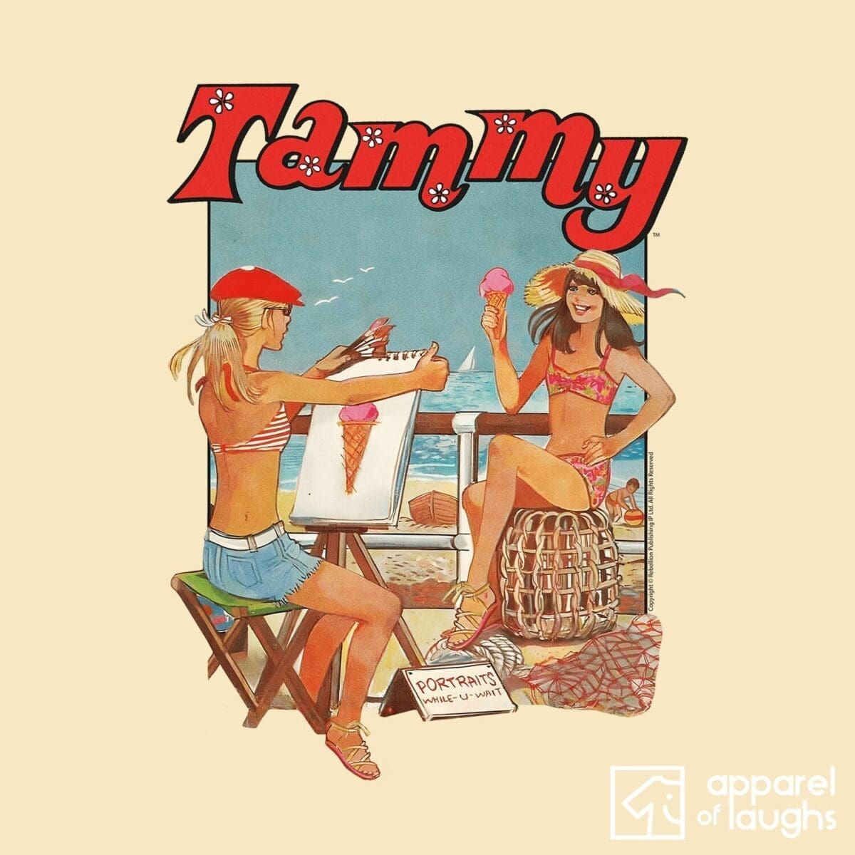 Tammy Comic IPC Fleetway Girls Magazine Vintage Retro T-Shirt Design Beach Butter