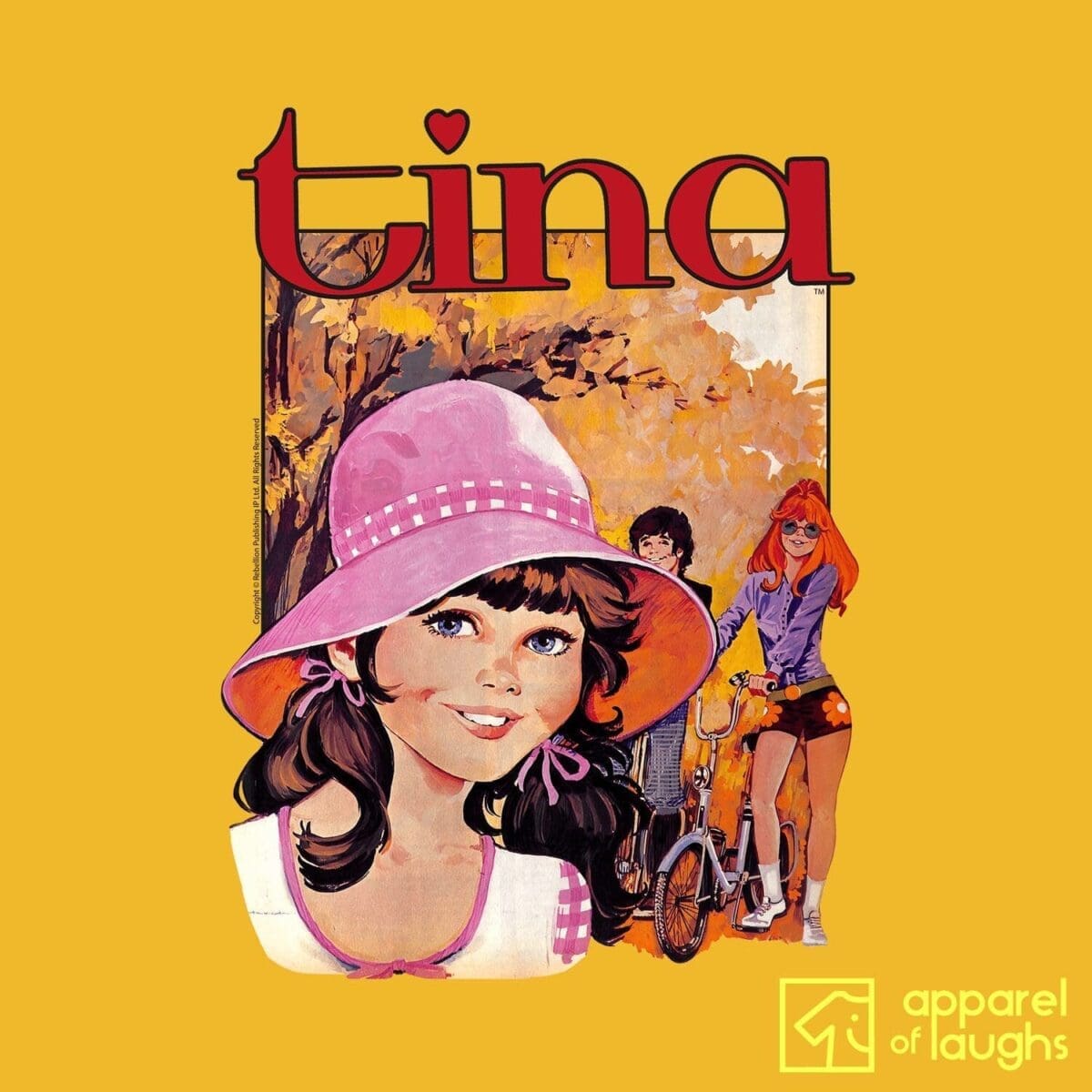 Tina Comic IPC Fleetway Girls Magazine Vintage Retro T-Shirt Design Yellow
