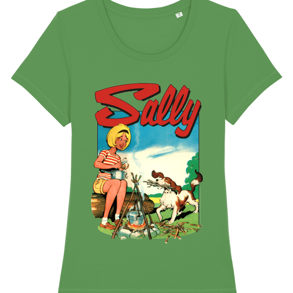 Sally Comic IPC Fleetway Girls Magazine Vintage Retro T-Shirt Camp Summer Green