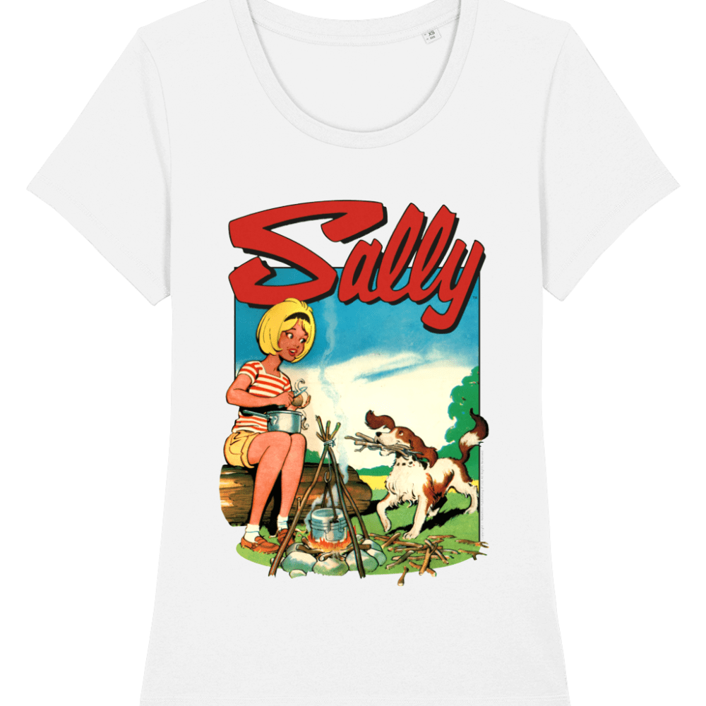 Sally Comic IPC Fleetway Girls Magazine Vintage Retro T-Shirt Camp White