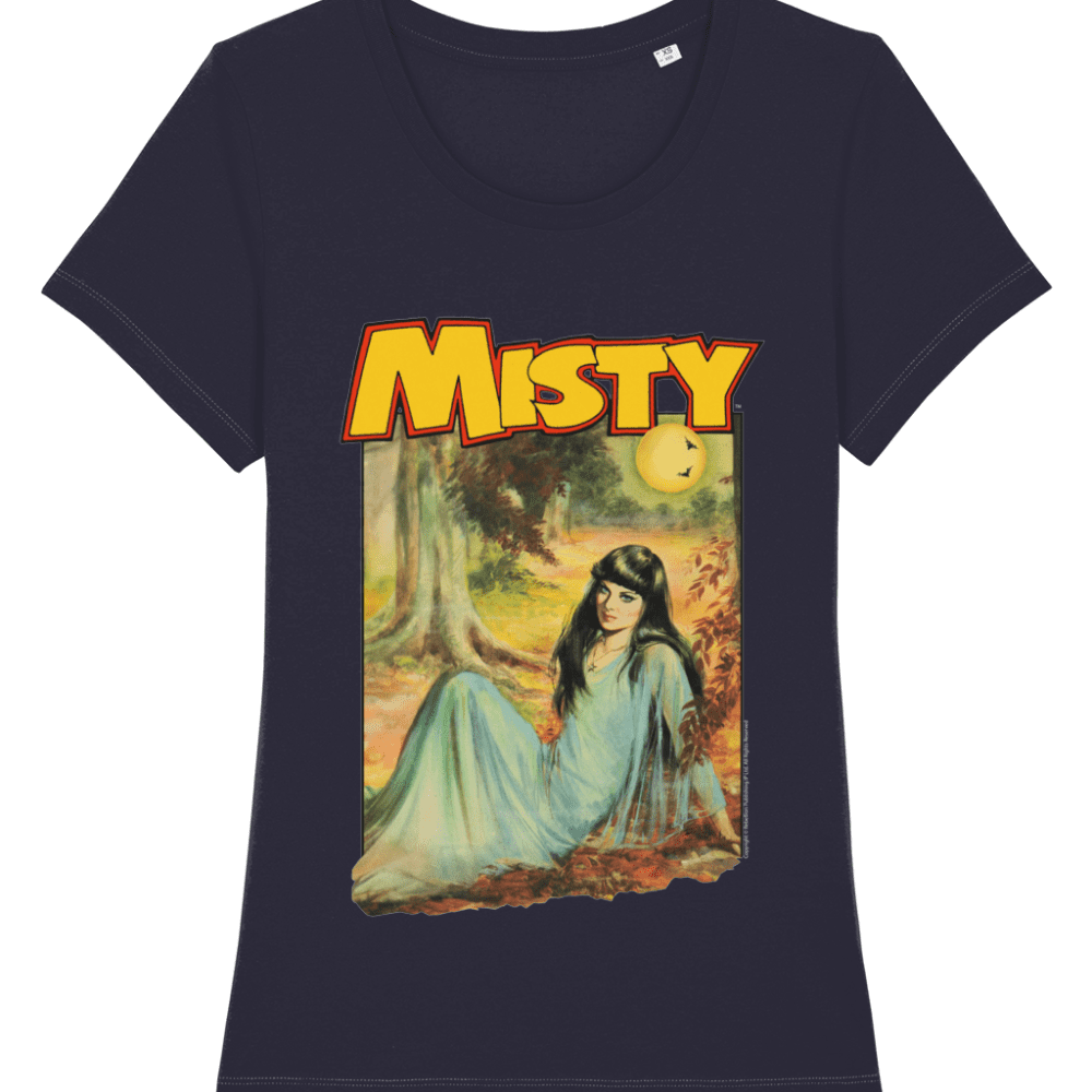 Misty Comic Horror Spooky IPC Fleetway Girls Magazine Vintage Retro T-Shirt Navy
