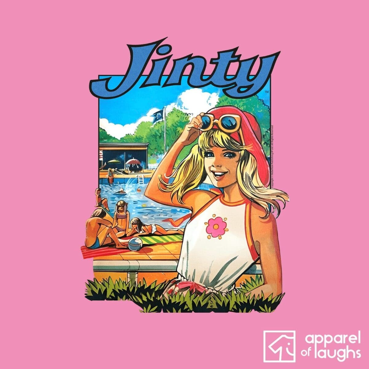 Jinty Comic IPC Fleetway Girls Magazine Vintage Retro T-Shirt Design Beach Summer Azelea