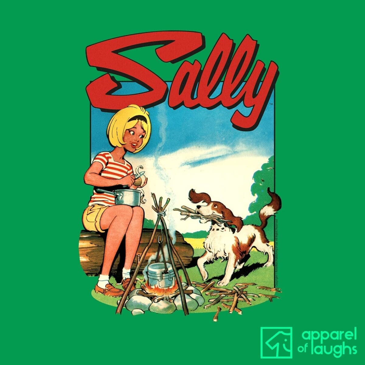 Sally Comic IPC Fleetway Girls Magazine Vintage Retro T-Shirt Design Camp Irish Green