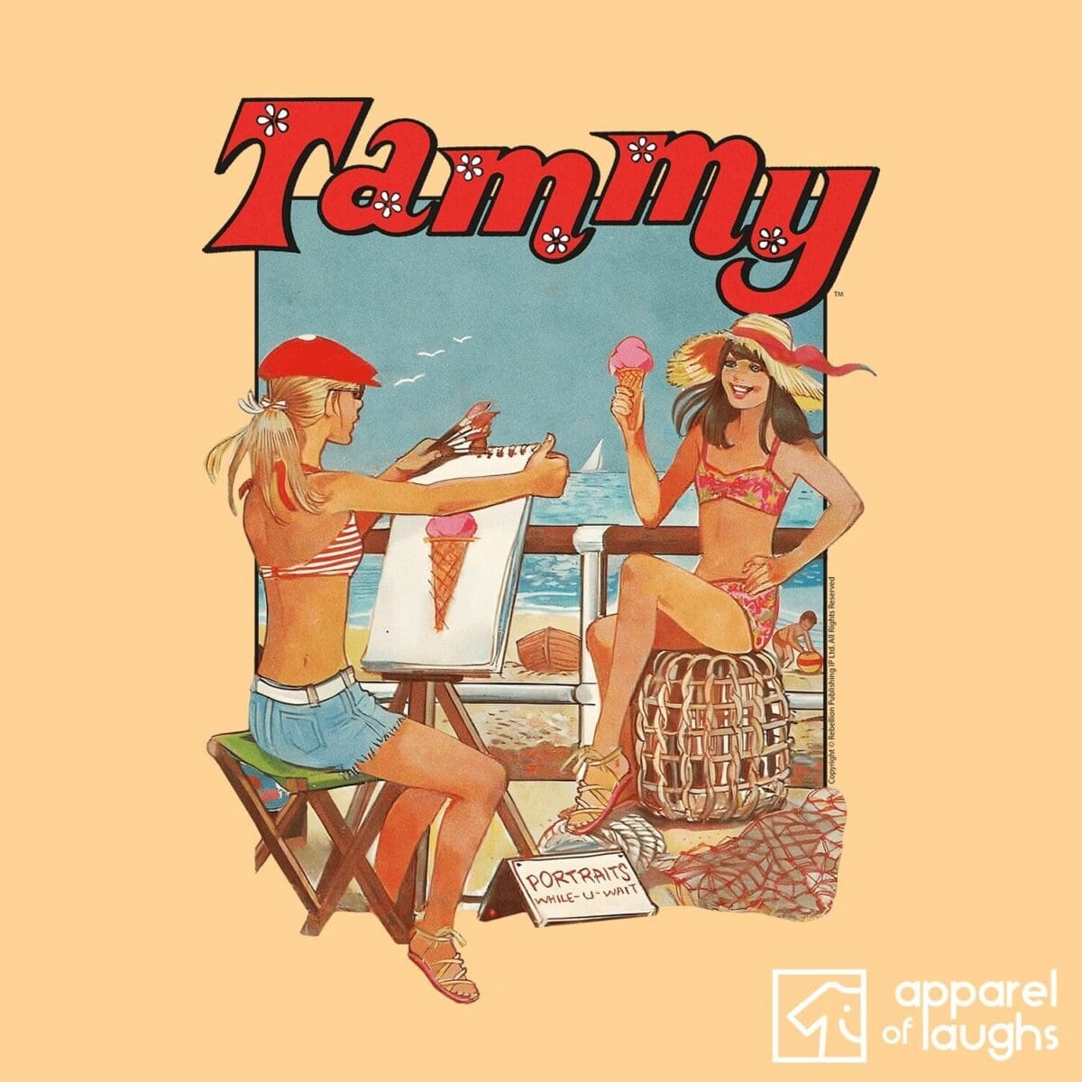 Tammy Comic IPC Fleetway Girls Magazine Vintage Retro T-Shirt Design Beach Yellow Haze
