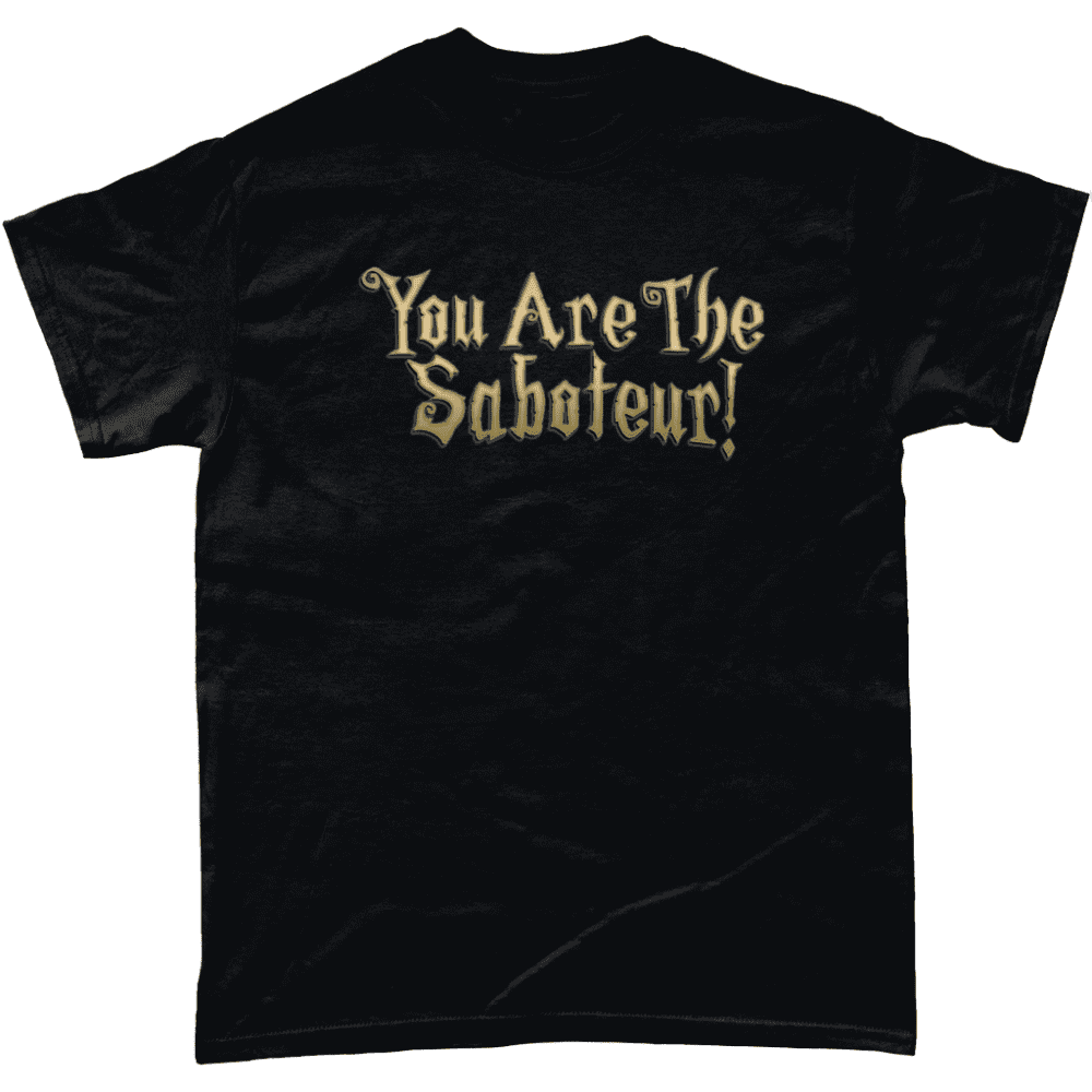 Trapped CBBC Do Not React You Are the Saboteur British TV Gameshow Catchphrase T-Shirt Black