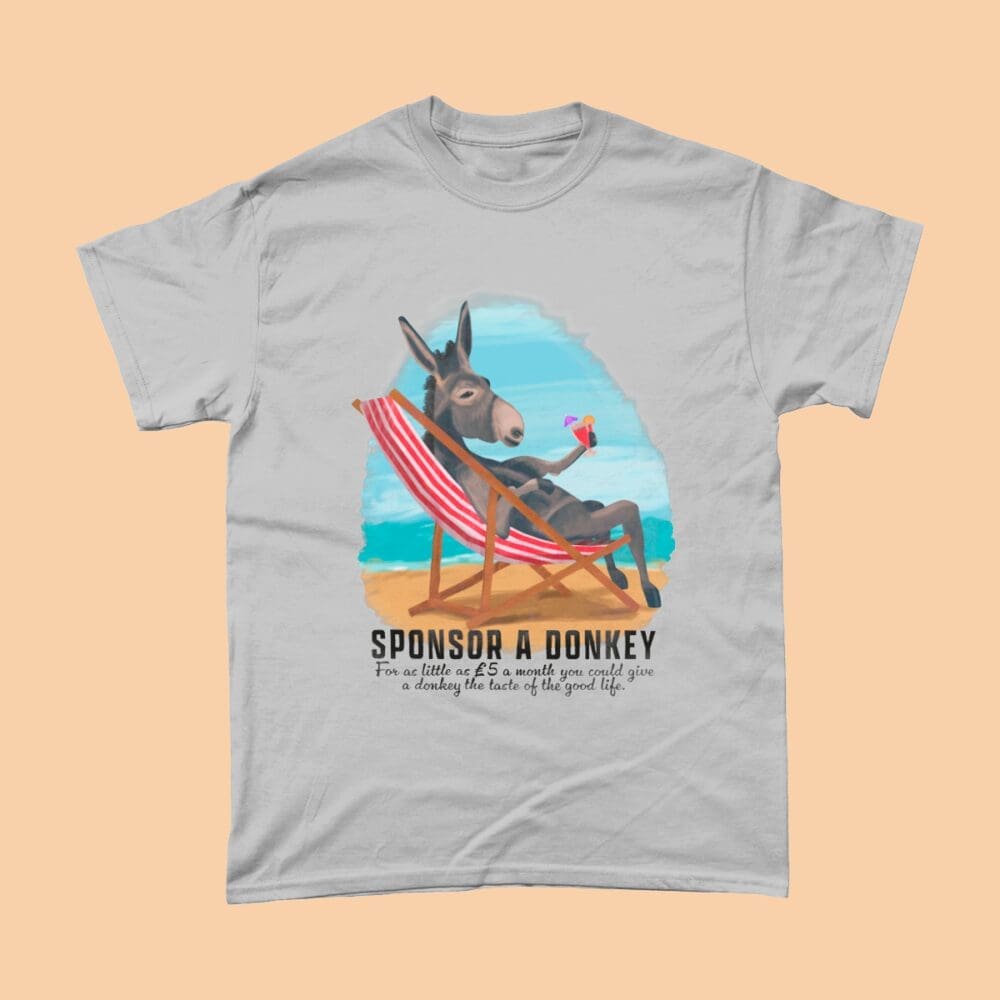 Sponsor A Donkey Beach Summer Deck Chair British Seaside T-Shirt Sports Grey