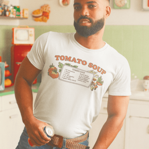 Tomato Soup Bowl Vintage Retro 1970s British Kitsch Kitchenalia T-Shirt White