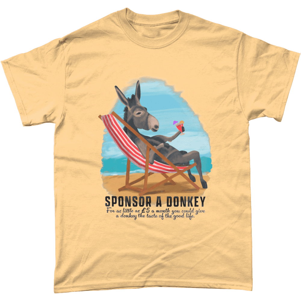 Sponsor A Donkey Beach Summer Deck Chair British Seaside T-Shirt Yellow Haze