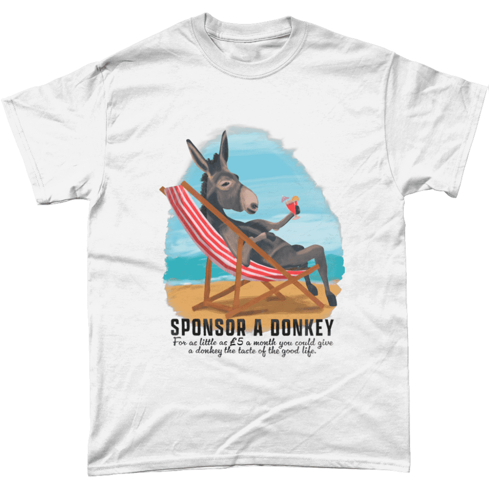 Sponsor A Donkey Beach Summer Deck Chair British Seaside T-Shirt White
