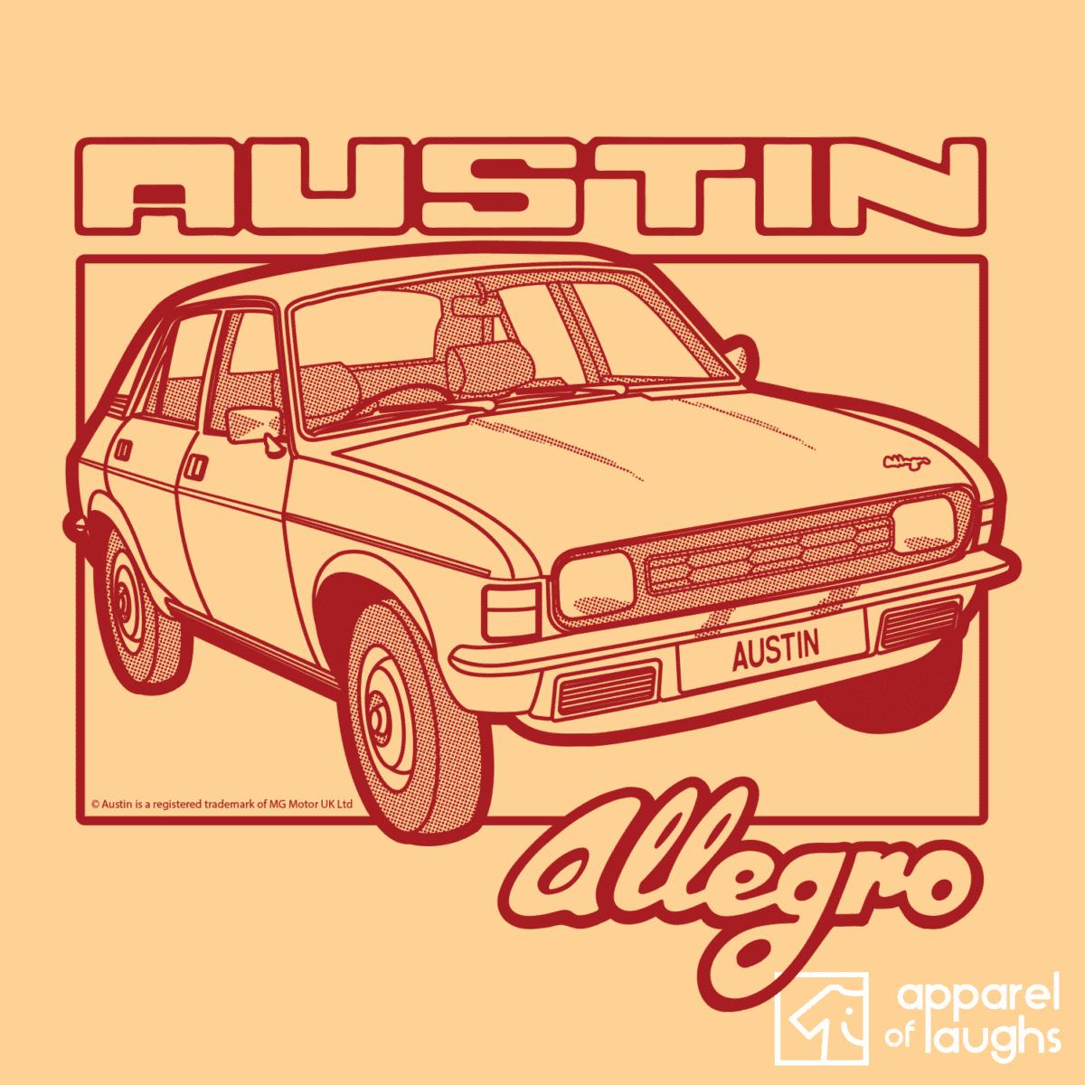 Austin Allegro Car Brand Vintage Retro British Motoring Heritage T-Shirt Design Yellow Haze