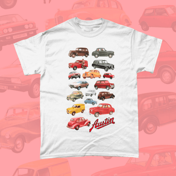 Austin Car Brand Vintage Retro British Automotive Illustration Collage T-Shirt