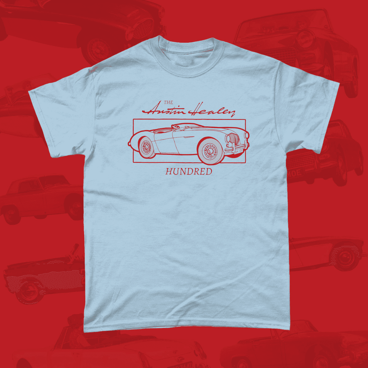 Austin Healey 100 Car Brand Vintage Retro British Leyland Motoring Automotive T-Shirt Light Blue