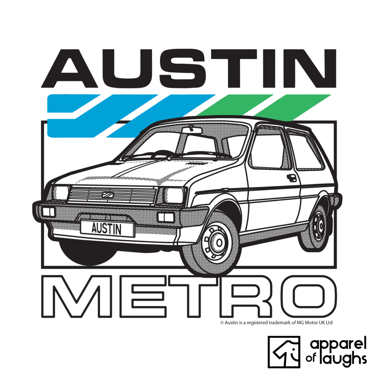 Austin Metro Car Brand Vintage Retro British Motoring Heritage T-Shirt Design White