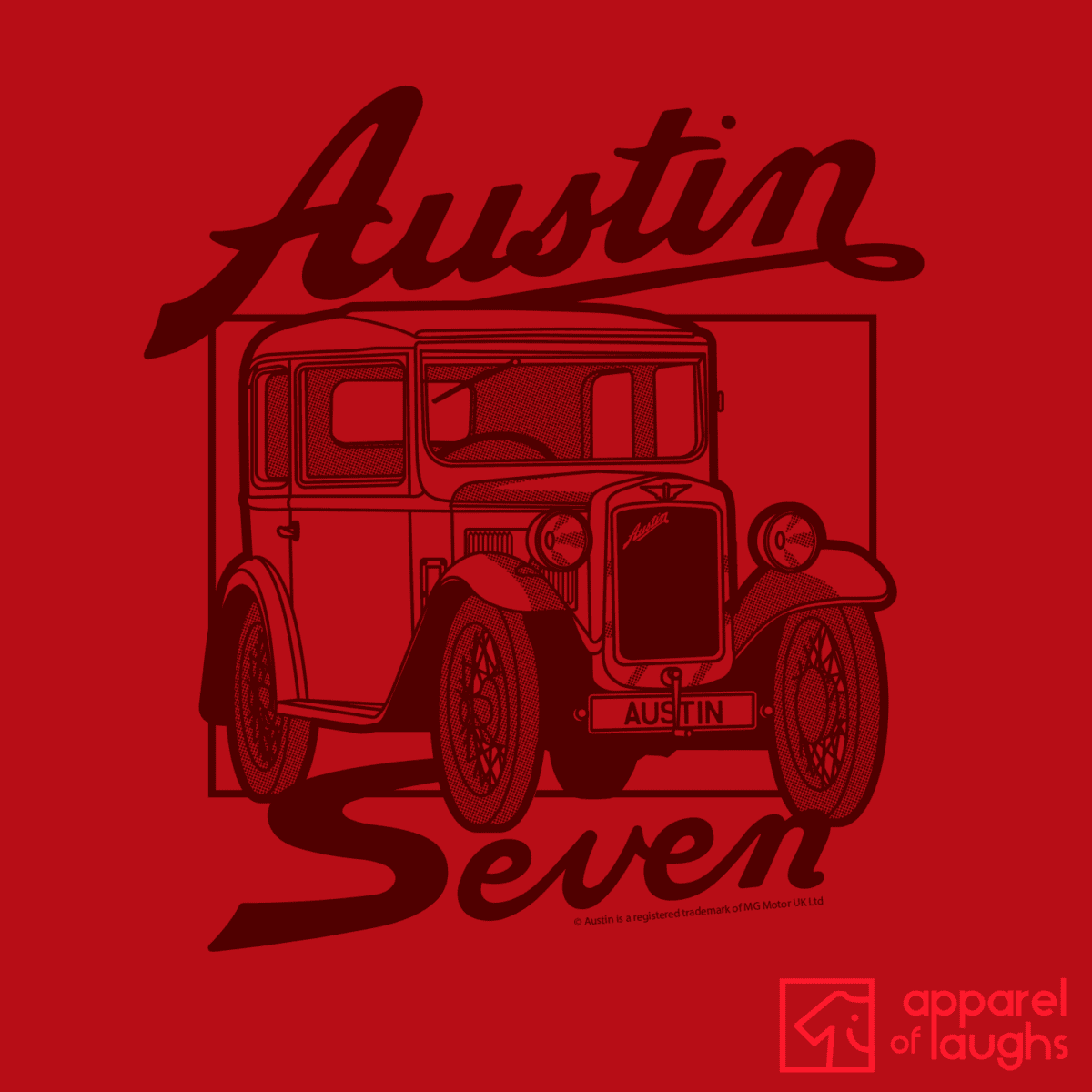 Austin Seven Car Brand Vintage Retro British Motoring Heritage T-Shirt Design Red