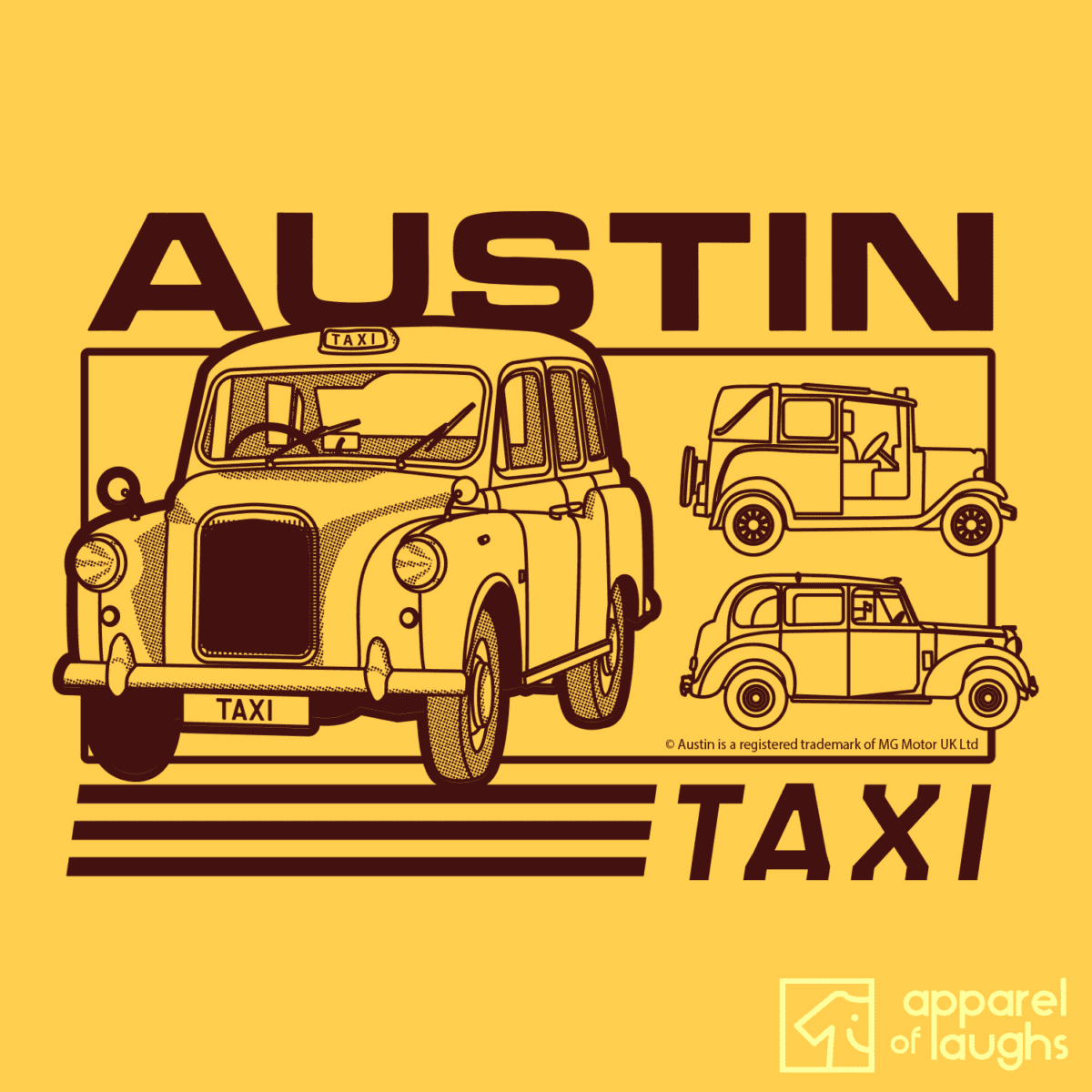 Austin Taxi London Car Brand Vintage Retro British Motoring Leyland Heritage T-Shirt Design Daisy