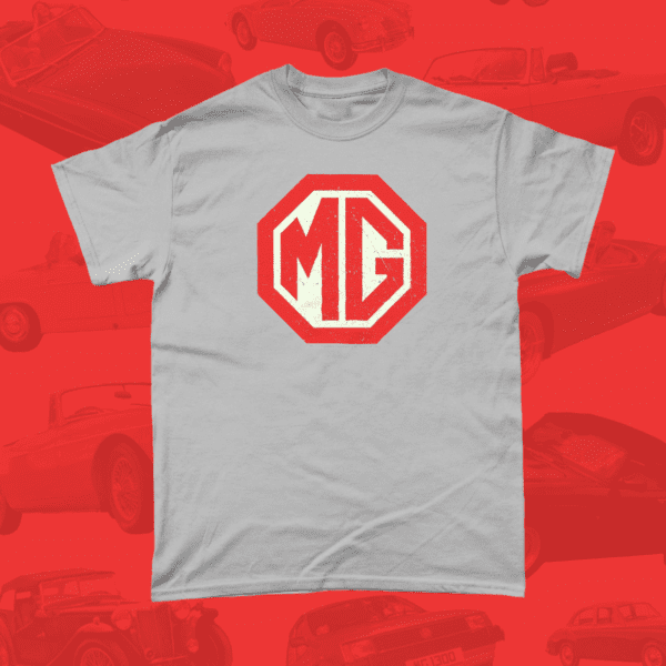 MG Car Brand Logo Vintage Retro British Leyland Motoring Automotive T-Shirt Sports Grey