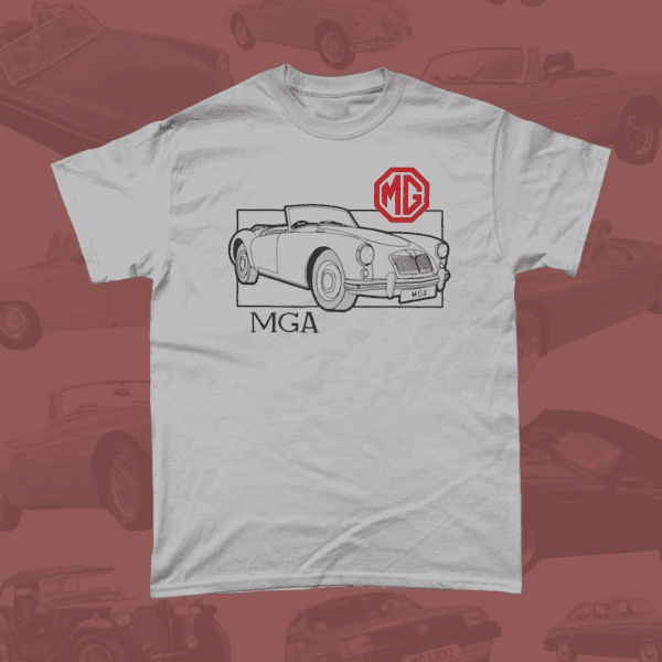 MG MGA Car Brand Vintage Retro British Leyland Motoring Automotive T-Shirt Sports Grey