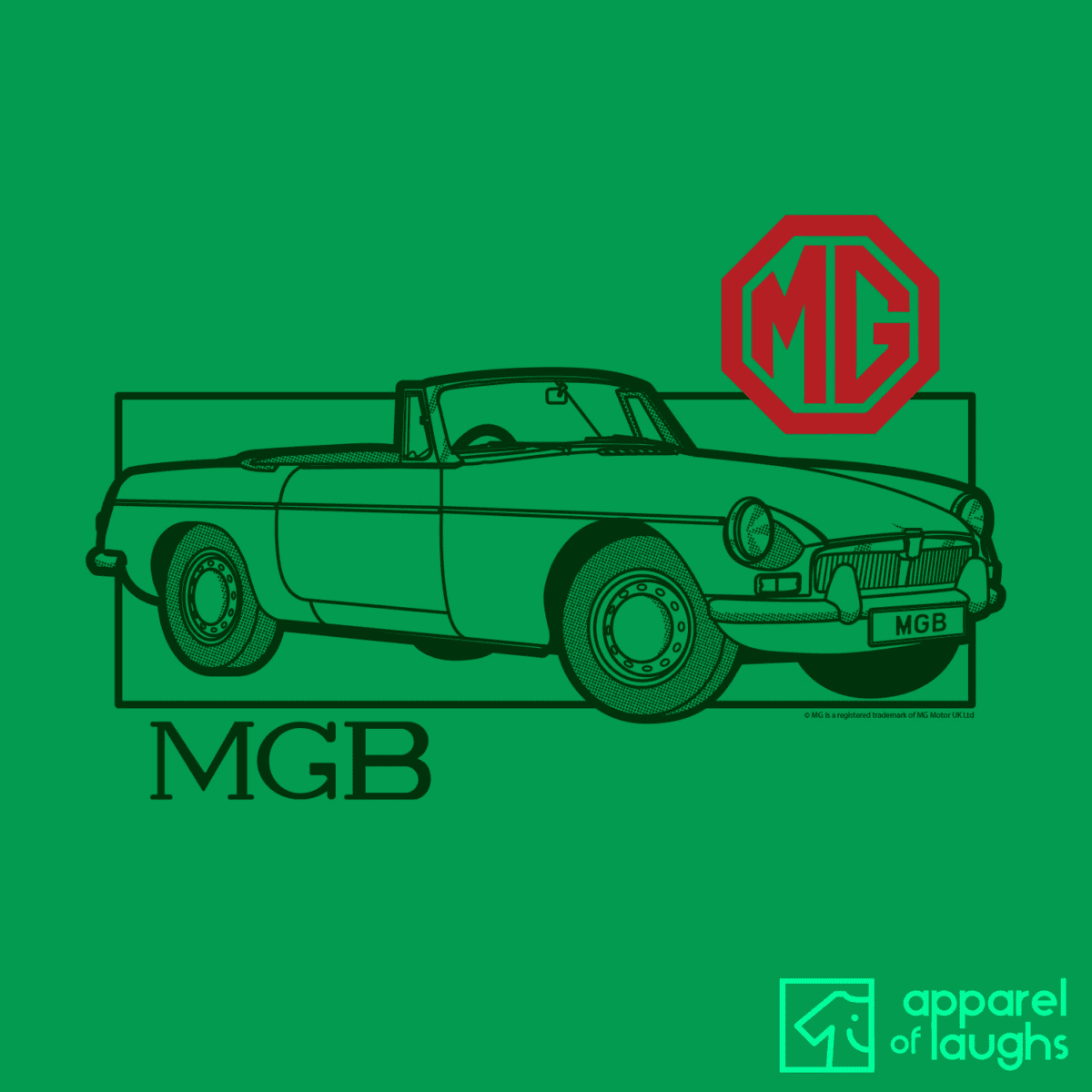 MG MGB Car Brand Vintage Retro British Leyland Motoring Automotive T-Shirt Design Irish Green