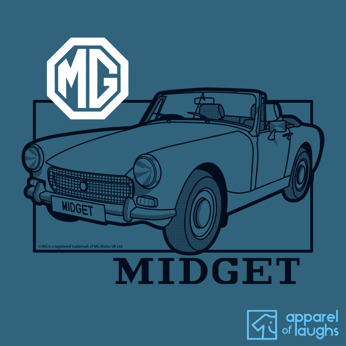 MG Midget Car Brand Vintage Retro British Leyland Motoring Automotive T-Shirt Design Indigo