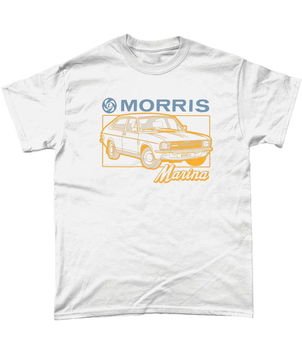 Morris Marina Car Brand Vintage Retro Logo British Leyland Motoring Heritage T-Shirt White