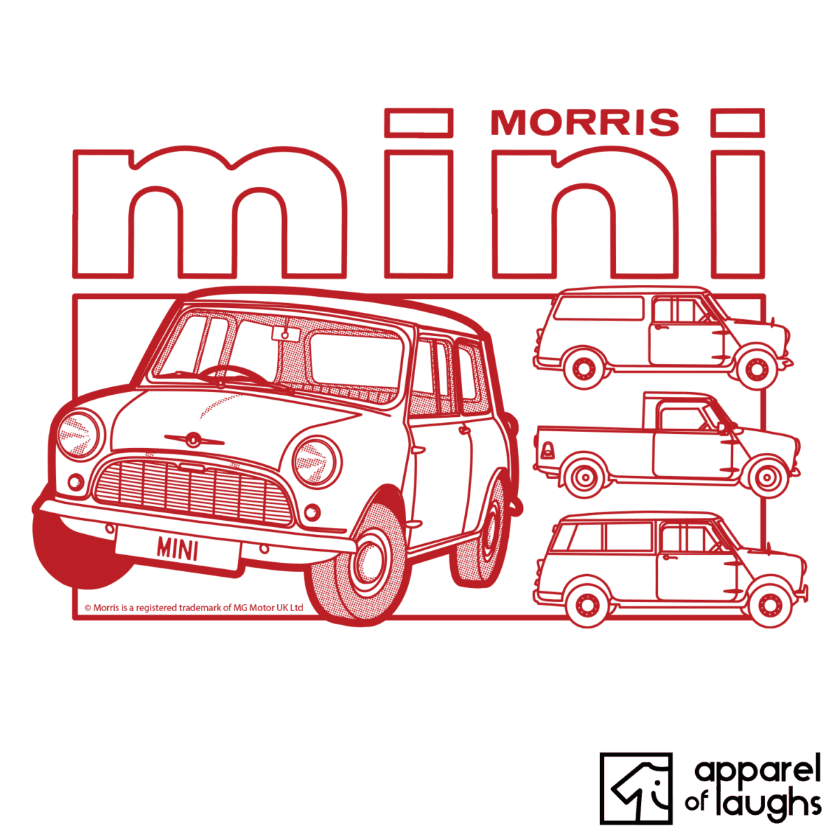 Morris Mini Cooper Car Brand Vintage Retro British Motoring Heritage T-Shirt Design White