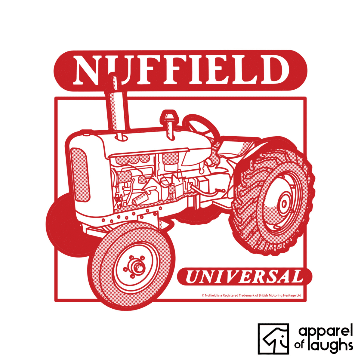 Nuffield Tractors Universal Brand Vintage Retro British Leyland Motoring Automotive T-Shirt Design White