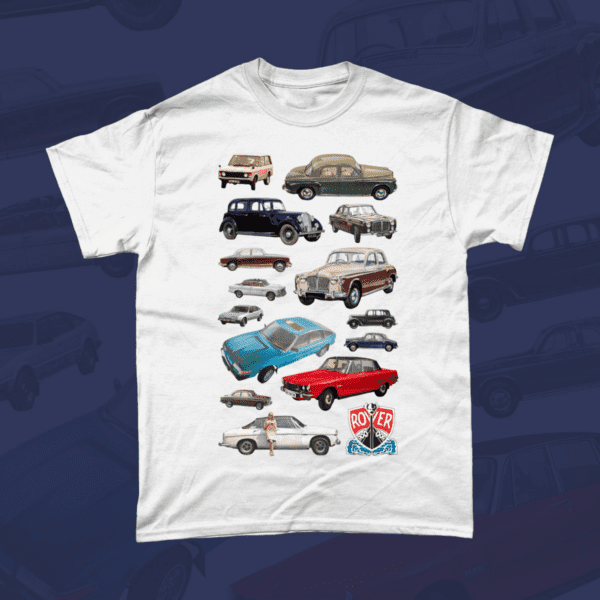 Rover Car Brand Illustration Collage Vintage Retro British Leyland Motoring Automotive T-Shirt White